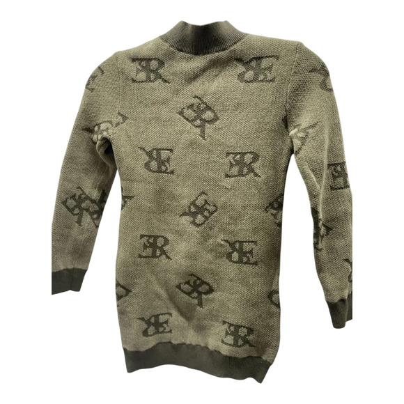 Ermanno Scervino Junior Girls Soft Logo Sweater Dress Size 6 Army Green - Picture 2 of 8